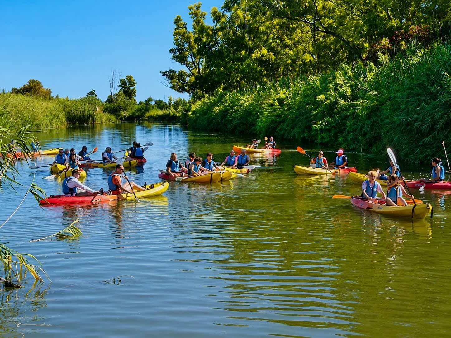 Kayaking in a group